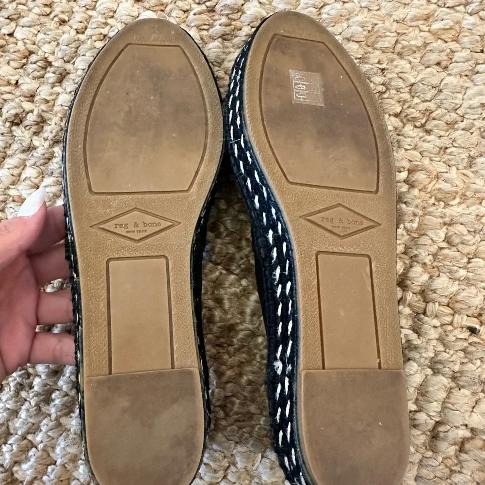 rag & bone Black Leather Espadrille Flats